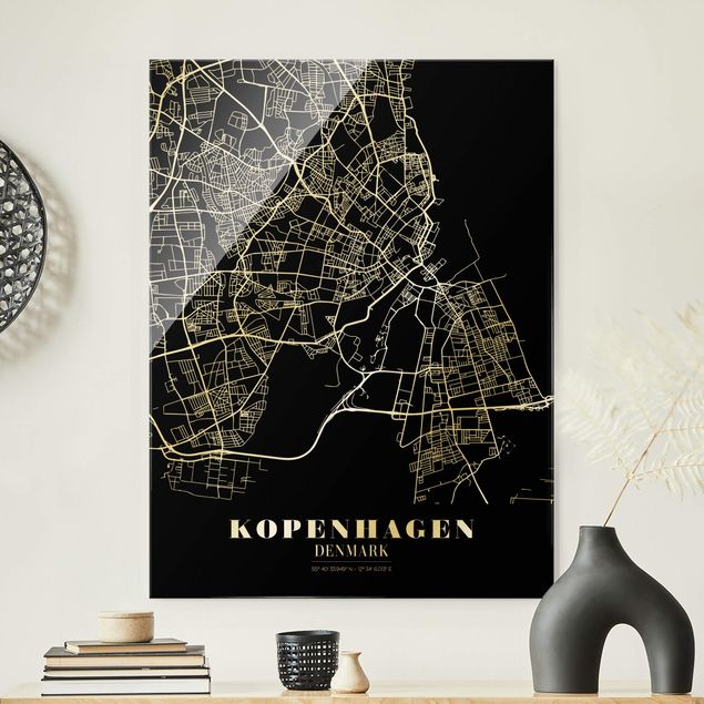 Décorations cuisine Plan de ville de Copenhague - Noir classique