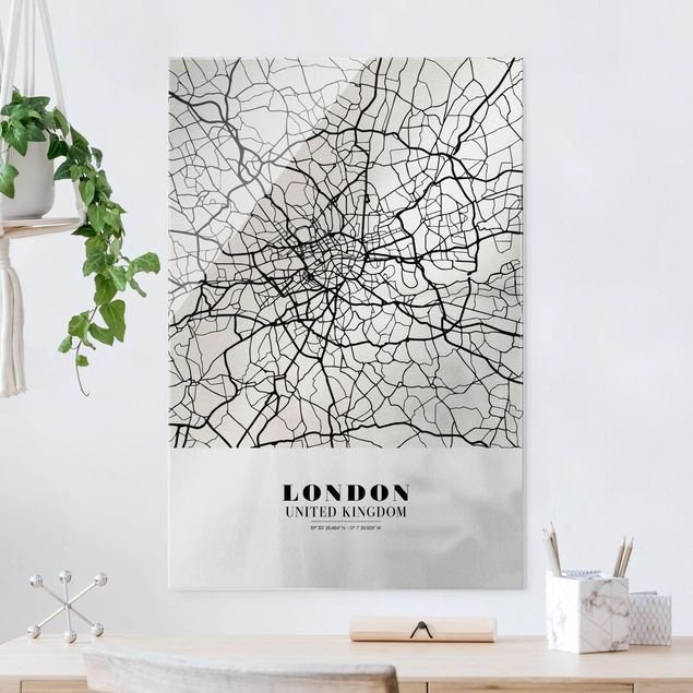 Tableaux en verre Londres Plan de ville de Londres - Classique