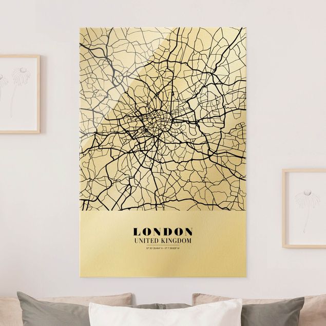 Tableaux en verre Londres Plan de ville de Londres - Classique