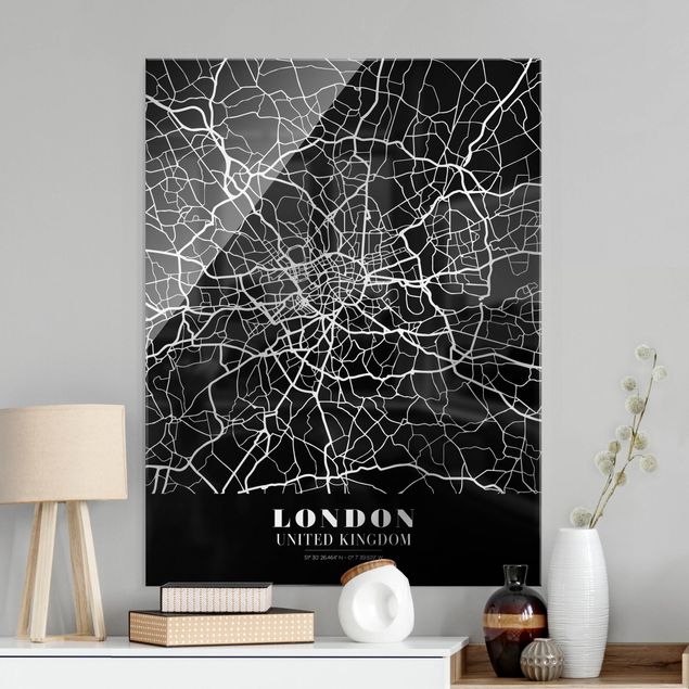 Déco murale cuisine Plan de ville de Londres - Noir classique