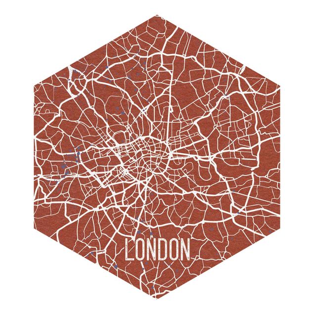 Papier peint marron Plan de Ville Londres - Rétro