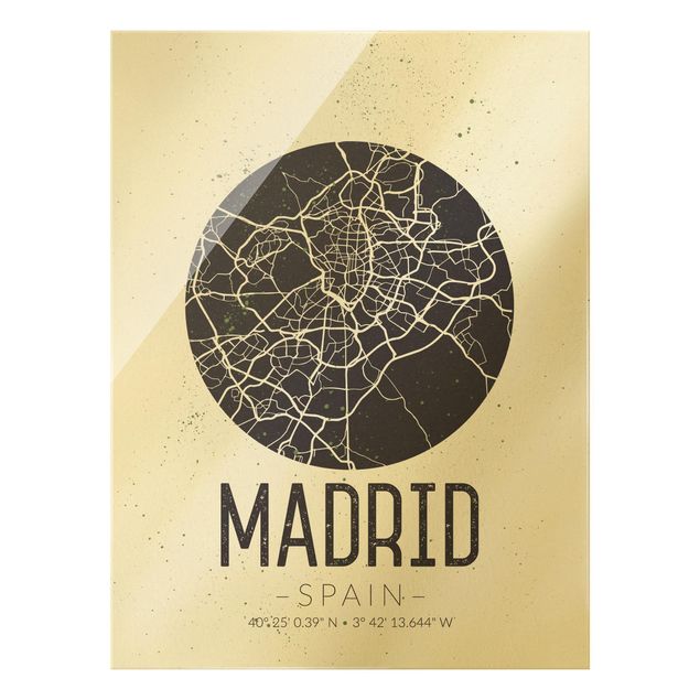 Tableau ton gris Plan de ville de Madrid - Rétro