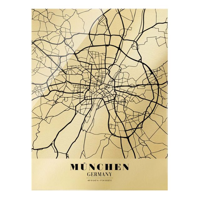 Tableaux noir et blanc Plan de ville de Munich - Classique