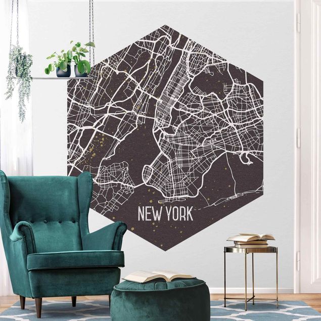 Papier peint vintage Plan de la ville de New York - Rétro