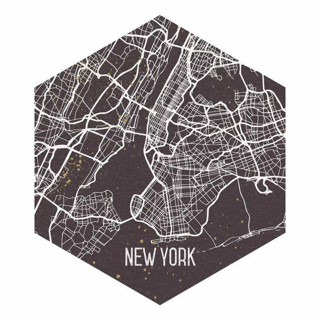 Papier peint rouge Plan de la ville de New York - Rétro