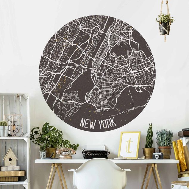 Papiers peints New York Plan de la ville de New York - Rétro