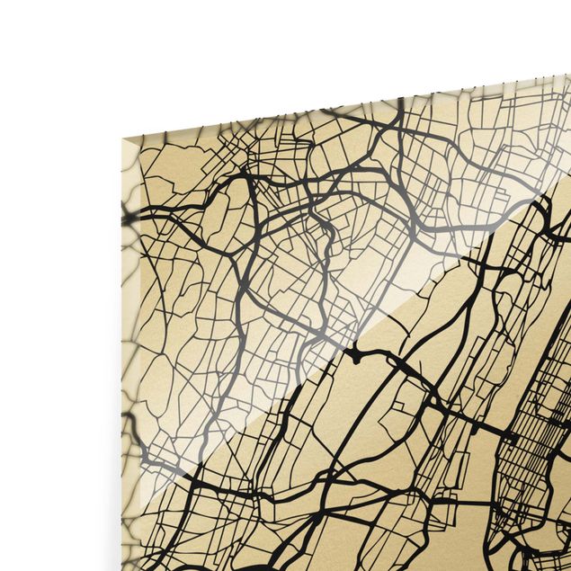 Tableaux en verre citations Plan de la ville de New York - Classique