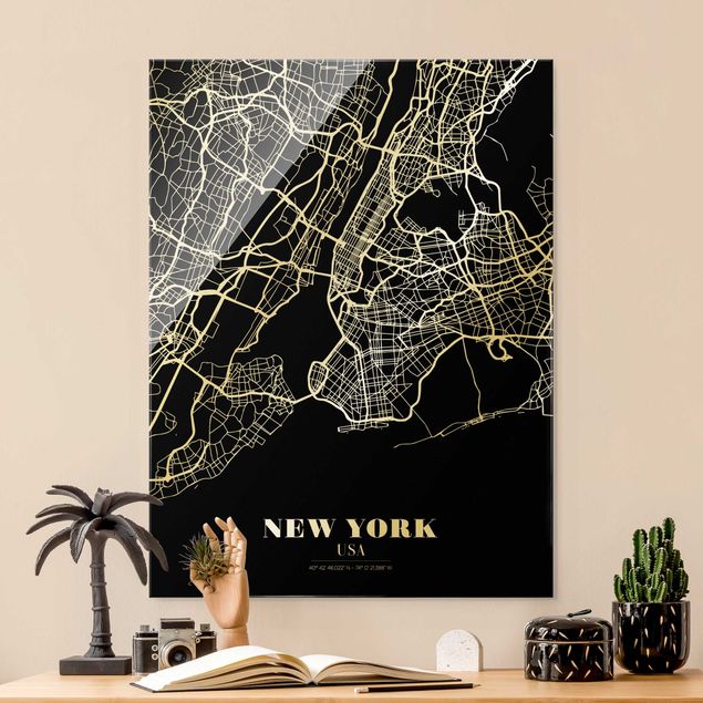 Cadre New York Plan de la ville de New York - Noir classique