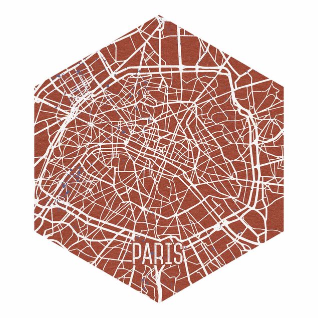 Papiers peints marron Plan de ville de Paris - Rétro