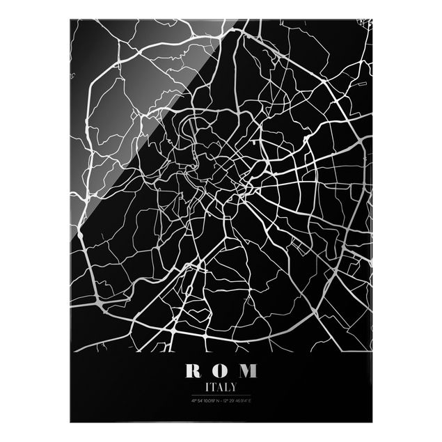 Tableaux noir et blanc Plan de ville de Rome - Noir classique