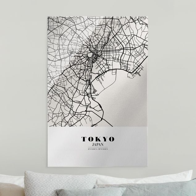 Tableaux en verre architecture & skyline Plan de ville de Tokyo - Classique