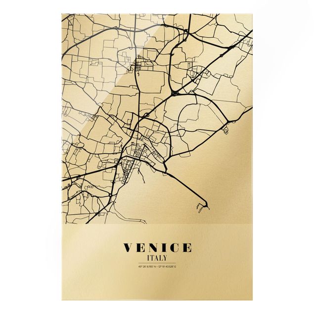 Tableaux noir et blanc Plan de la ville de Venise - Classique