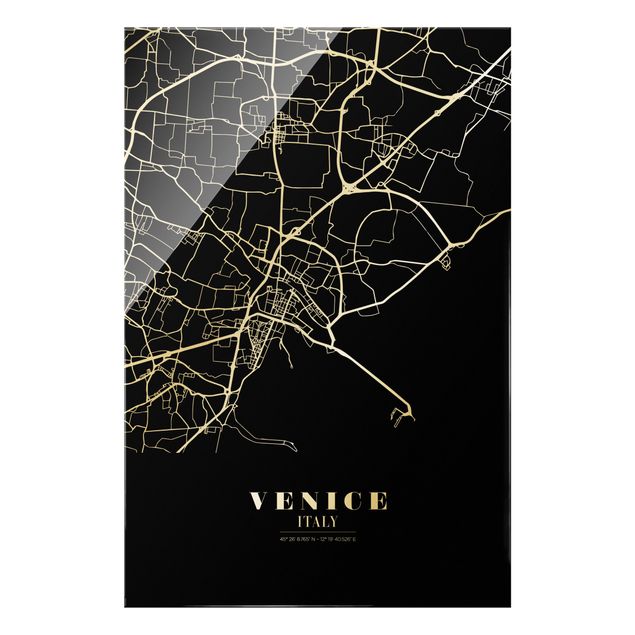 Tableaux noir et blanc Plan de ville de Venise - Noir classique
