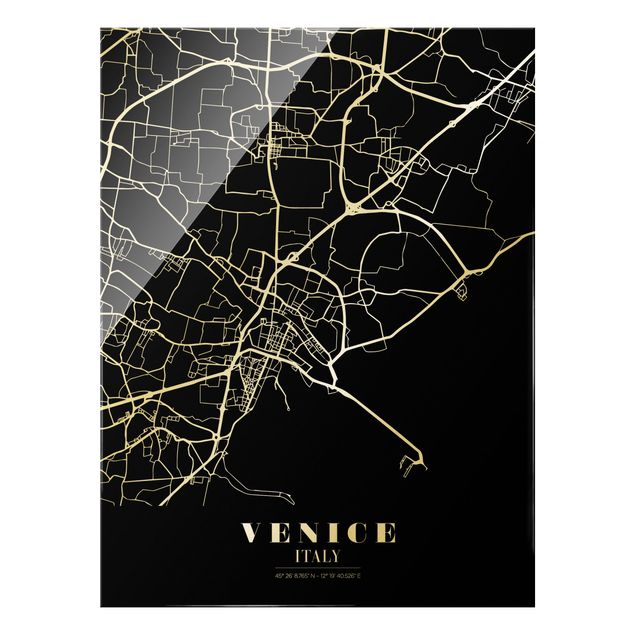 Tableaux noir et blanc Plan de ville de Venise - Noir classique