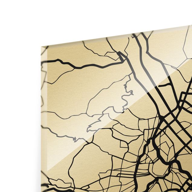 Tableaux en verre magnétique Plan de ville de Vienne - Classique