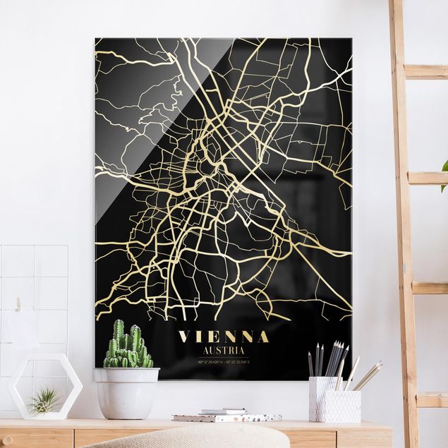 Décorations cuisine Plan de ville de Vienne - Noir classique