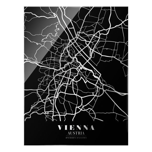 Tableaux noir et blanc Plan de ville de Vienne - Noir classique