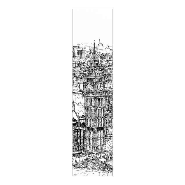 Panneaux coulissants avec architecture et skyline Étude de ville - London Eye