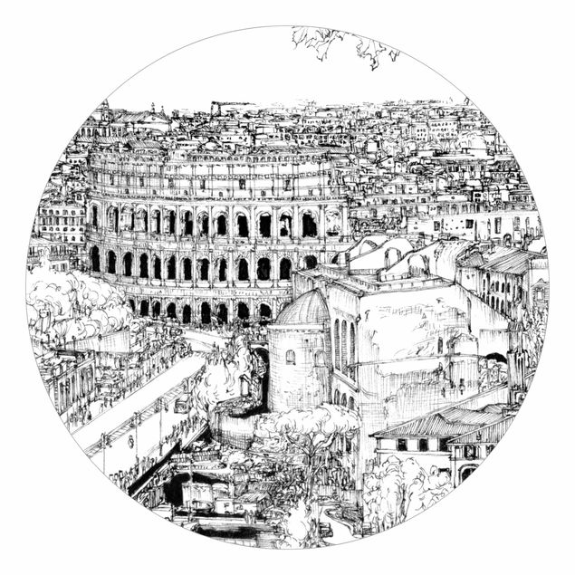 Papier peint noir et blanc Étude de la ville - Rome