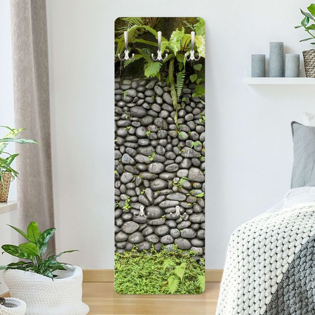 Porte-manteaux muraux avec dessins Mur de pierre avec plantes