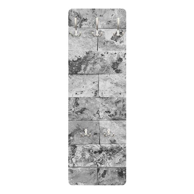 Porte manteau entree Mur de pierres naturelles en marbre gris