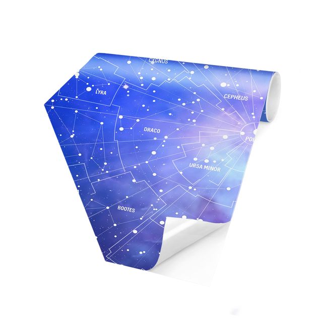 Papiers peintspanoramique hexagonal Carte des Constellations Stelar