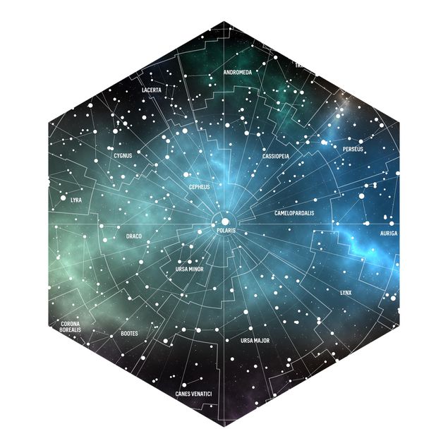 Papiers peints bleu Carte des Constellations Stellaires Nébuleuse Galactique