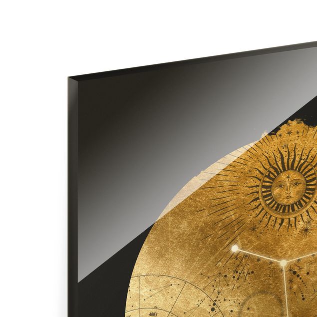 Tableau en verre - Zodiac Sign Virgo Gray Gold - Format portrait
