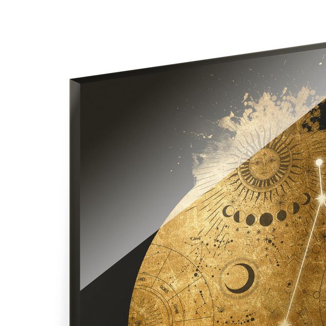 Tableau en verre - Zodiac Sign Capricorn Gray Gold - Format portrait