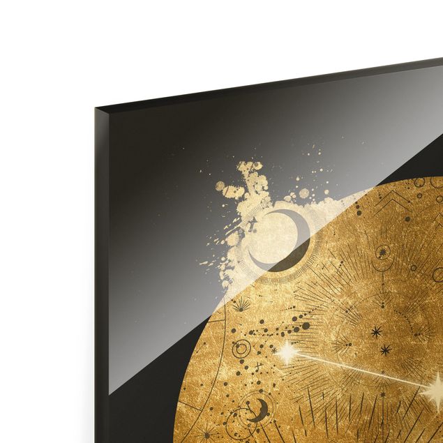 Tableau en verre - Zodiac Sign Aries Gray Gold - Format portrait
