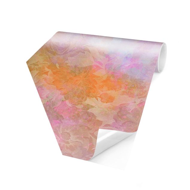 Papiers peintspanoramique hexagonal Rêve floral lumineux au pastel