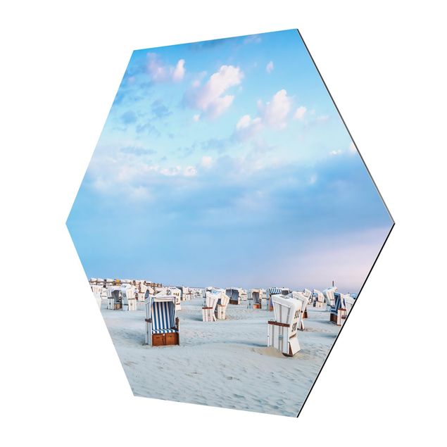 Tableau nature Chaises de plage sur la plage de la mer du Nord