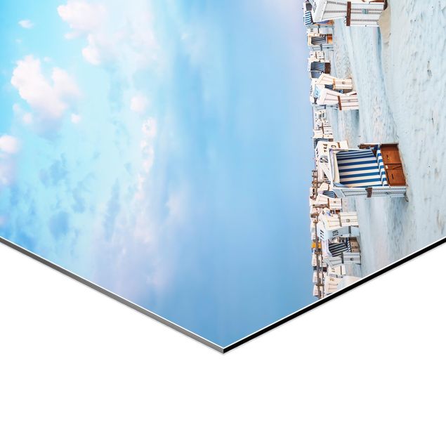 Tableau ville du monde Chaises de plage sur la plage de la mer du Nord