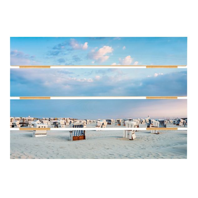 Tableaux muraux Chaises de plage sur la plage de la mer du Nord