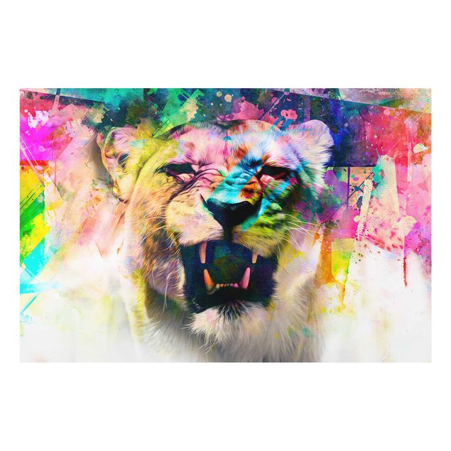 Tableaux multicolore Street Art Lion