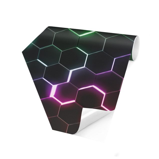 Papier peint panoramique Hexagonal Pattern With Neon Light