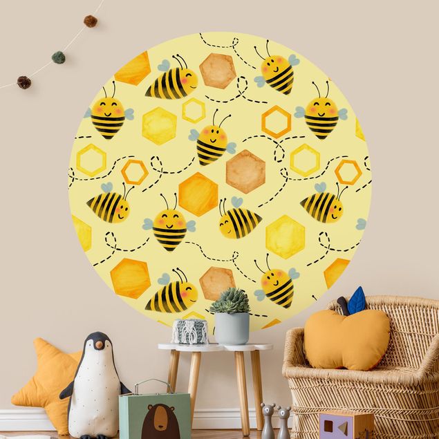 Papier peint animaux Illustration d'un miel doux avec des abeilles