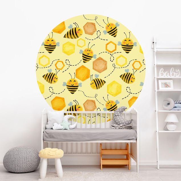 Papier peint à motifs Illustration d'un miel doux avec des abeilles