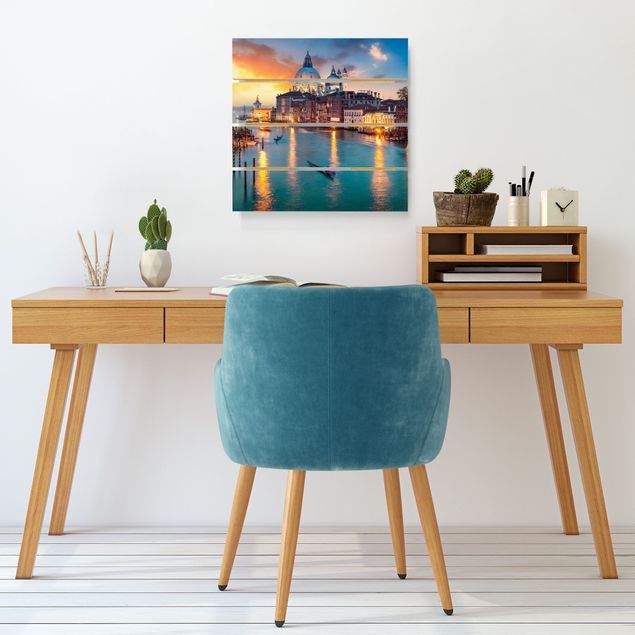 Tableaux en bois avec plage & mer Coucher de soleil à Venise