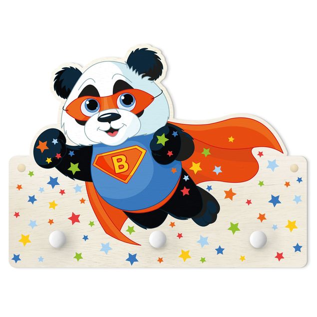 Porte manteau mural couleur Super Panda avec Lettres Personnalisées