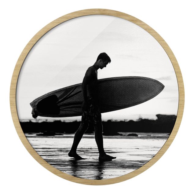 Tableau bord de mer Surfeur de l'ombre de profil