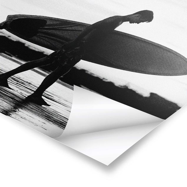 Tableaux noir et blanc Surfeur de l'ombre de profil