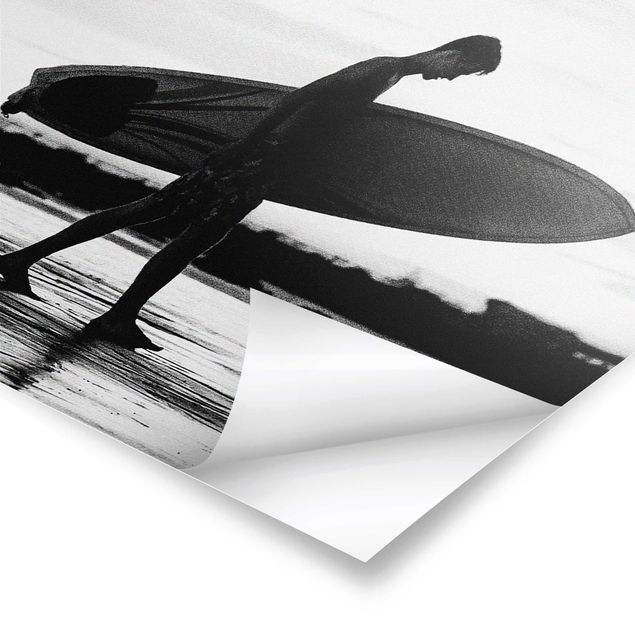 Tableaux noir et blanc Surfeur de l'ombre de profil