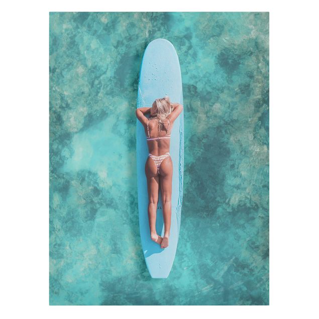 Tableaux nature Surfer Girl With Blue Board