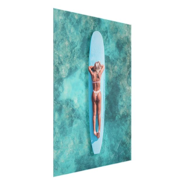 Tableau moderne Surfer Girl With Blue Board