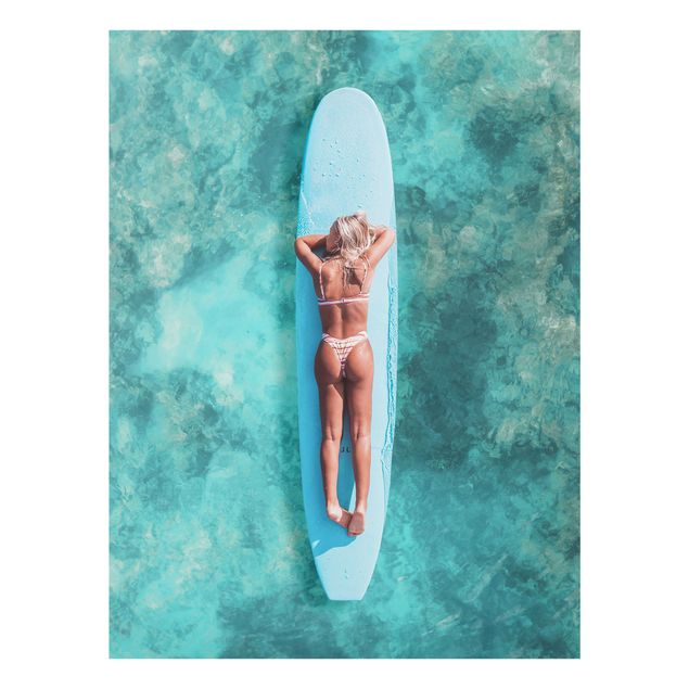 Tableau nature Surfer Girl With Blue Board