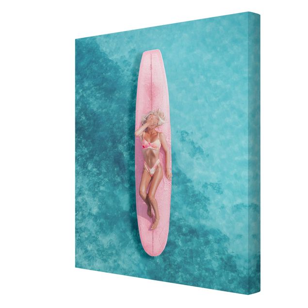 Tableau sportif Surfer Girl With Pink Board