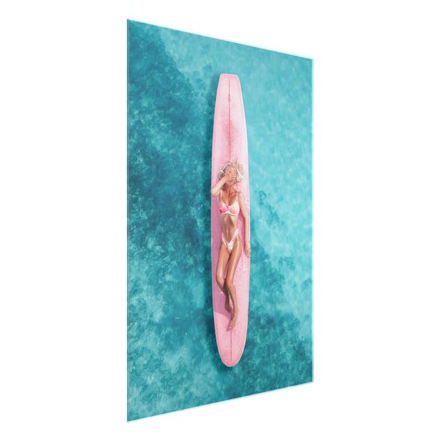 Tableau moderne Surfer Girl With Pink Board