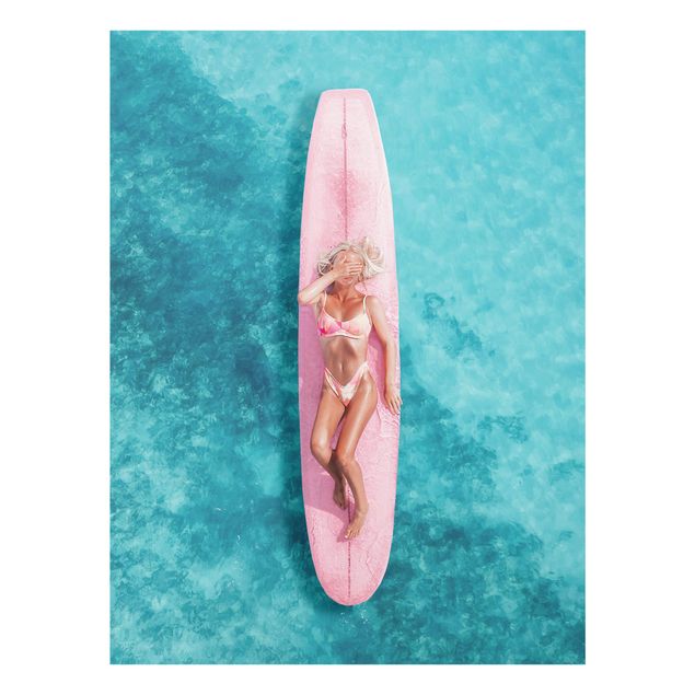 Tableau nature Surfer Girl With Pink Board
