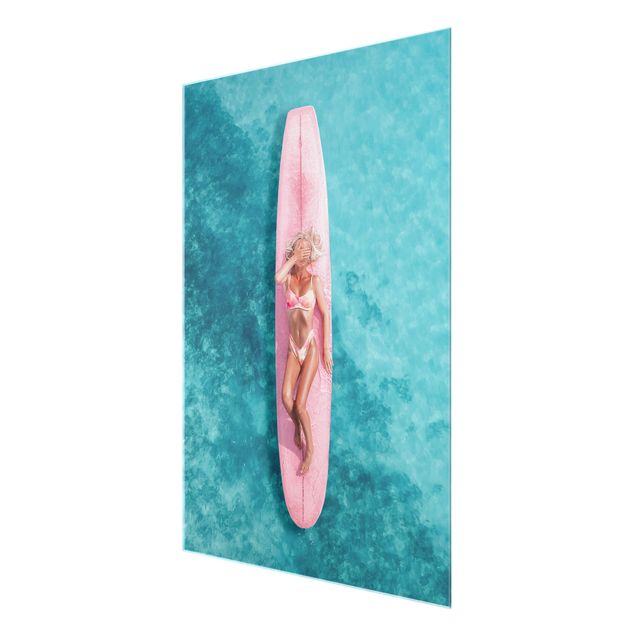 Tableau sport Surfer Girl With Pink Board